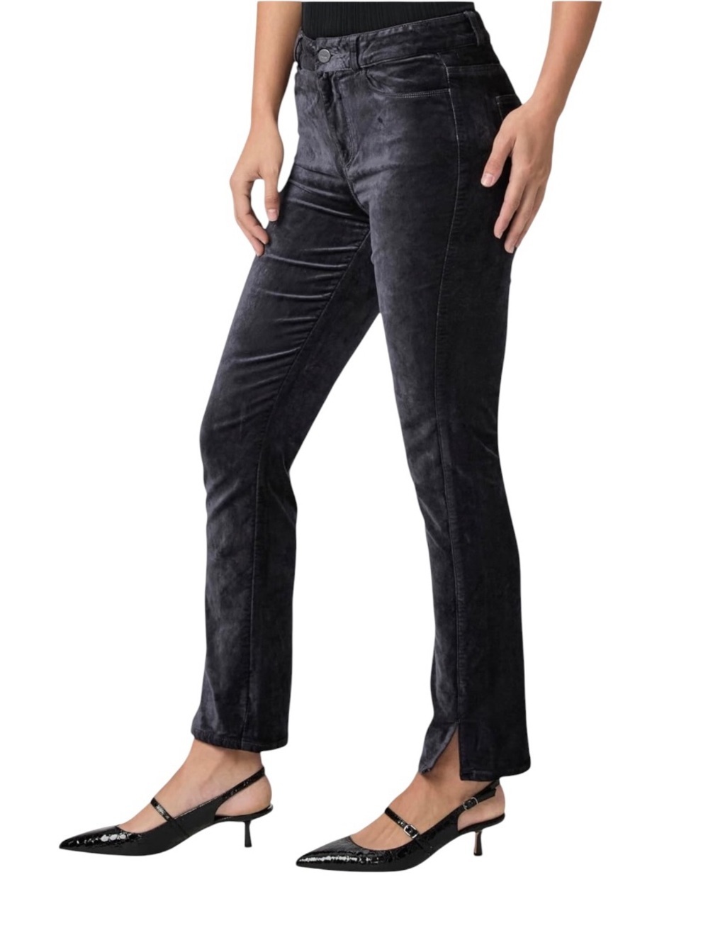 NWT PAIGE Cindy Velvet Straight Leg Pants in calico blue SZ 25